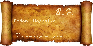 Bodoni Hajnalka névjegykártya